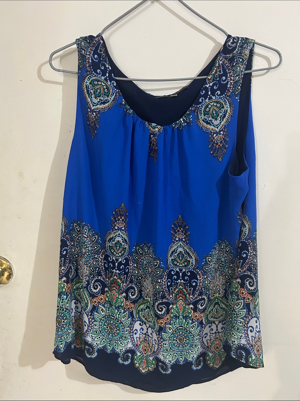 Rose & Olive Royal Blue Paisley Border Tank
